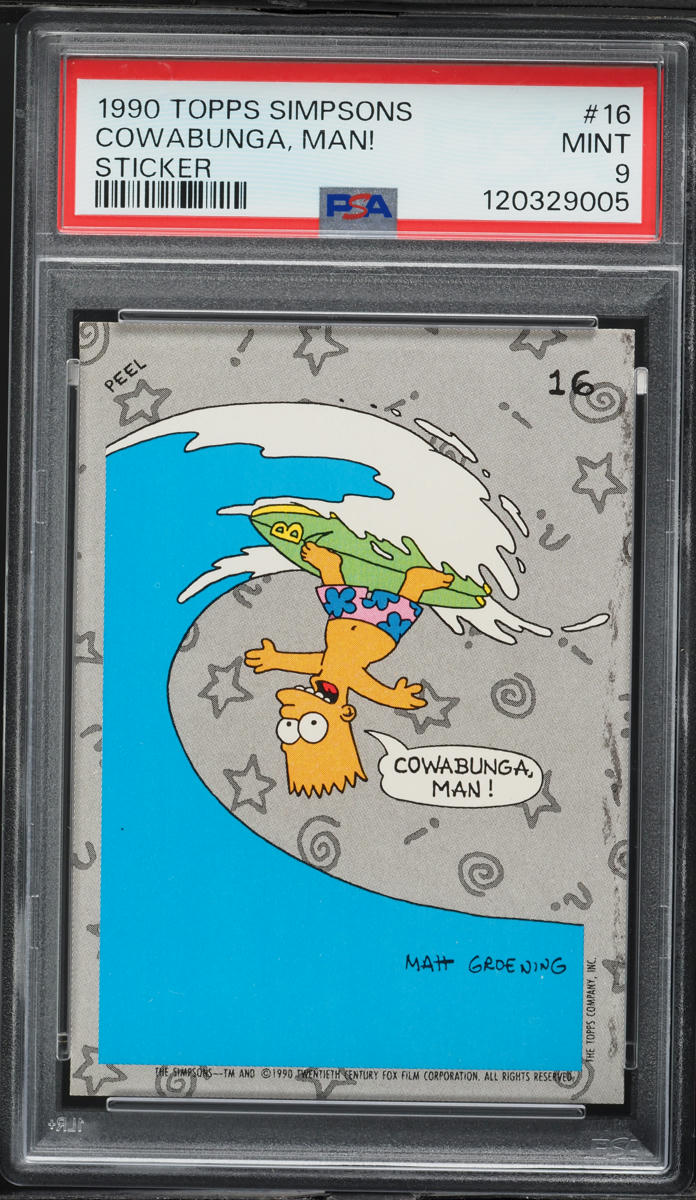1990 Topps Simpsons Stickers Cowabunga, Man! #16 PSA 9 MINT on Fanatics ...