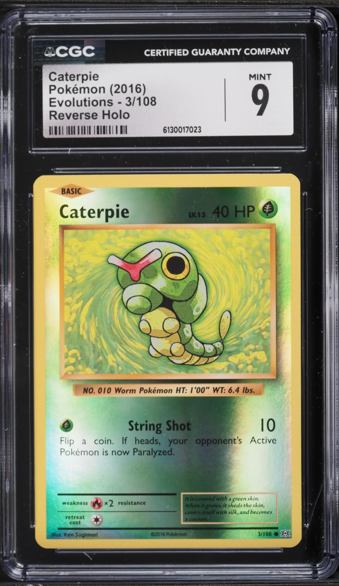 2016 Pokemon XY Evolutions Reverse Holo Caterpie #3 CGC 9 MINT