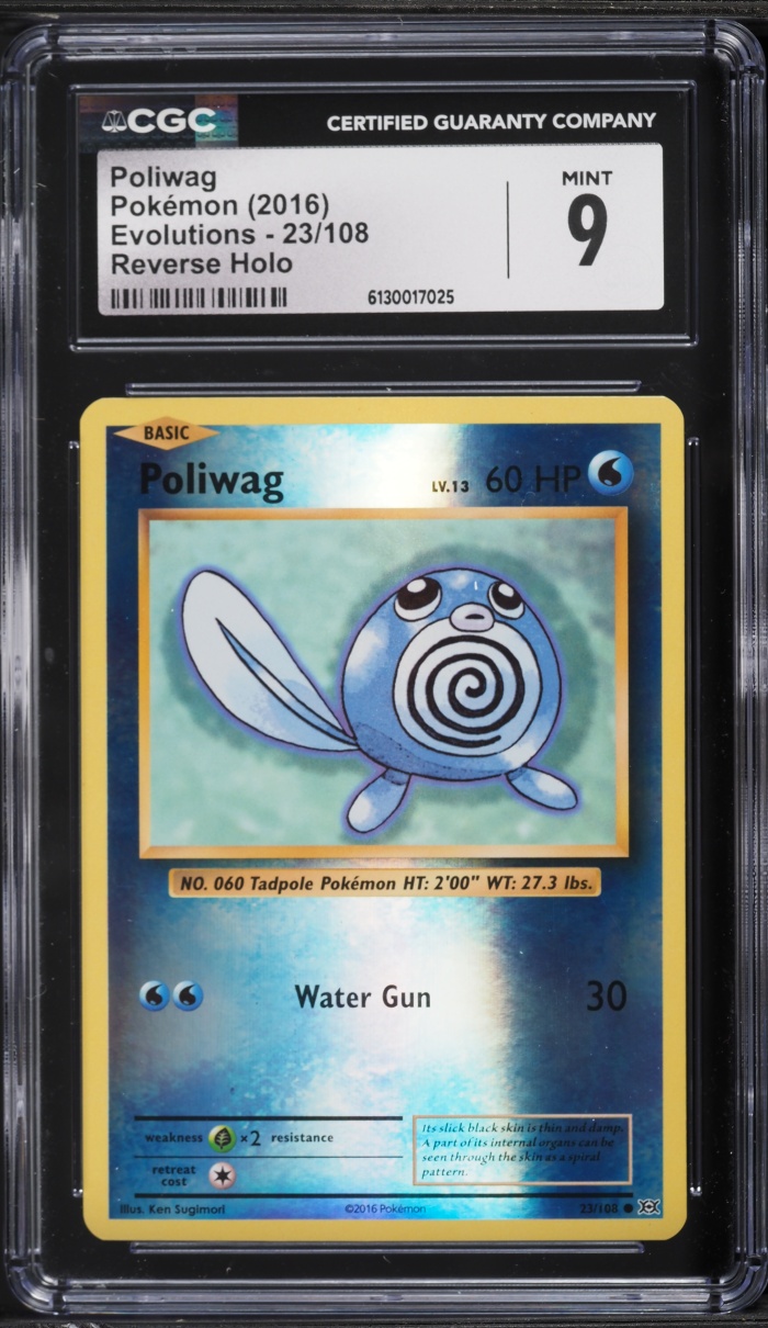 2016 Pokemon XY Evolutions Reverse Holo Poliwag #23 CGC 9 MINT