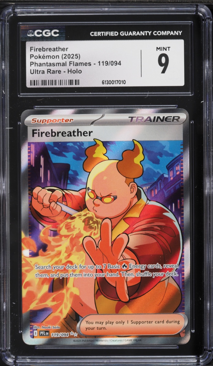 2025 Pokemon Mega Evolution Phantasmal Flames Full Art Firebreather #119 CGC 9 MINT