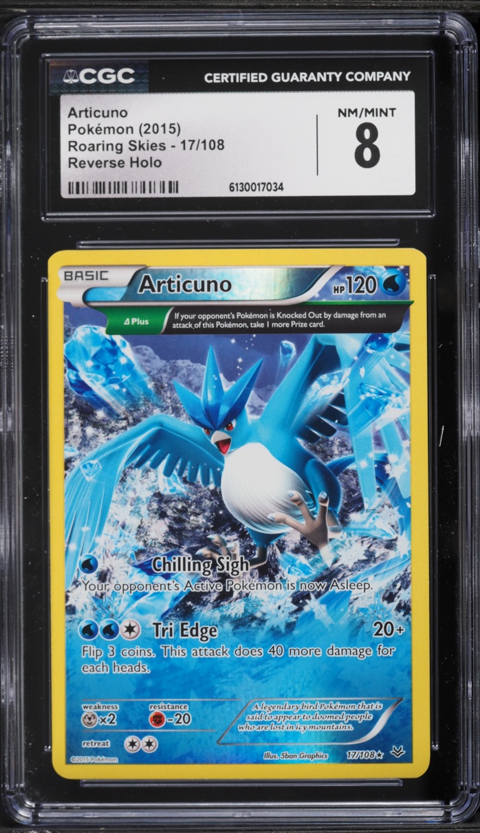 2015 Pokemon XY Roaring Skies Full Art Reverse Holo Articuno #17 CGC 8 NM-MT
