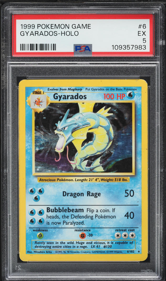 1999 Pokemon Base Set Holo Gyarados #6 PSA 5 EX