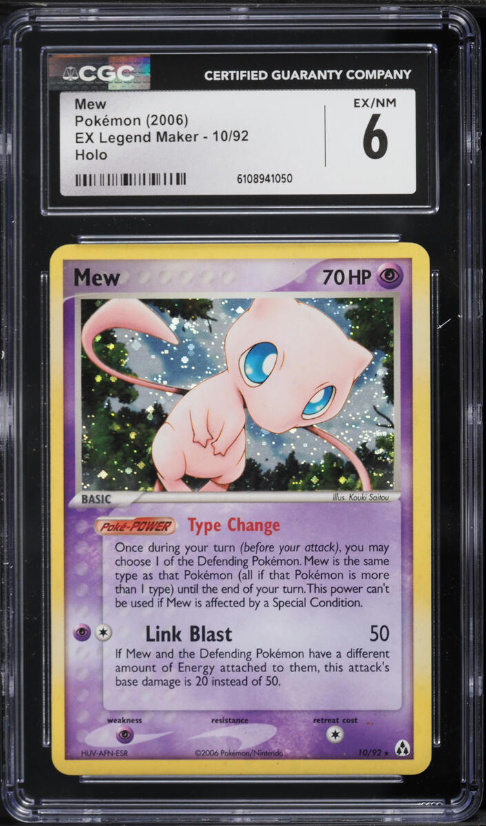2006 Pokemon EX Legend Maker Holo Mew #10 CGC 6 EXMT