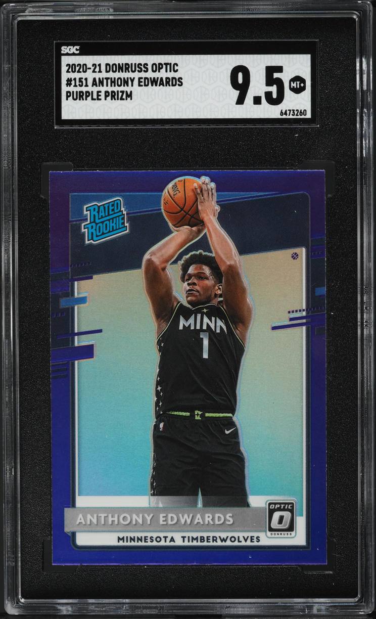 2020 Donruss Optic Purple Prizm Anthony Edwards ROOKIE #151 SGC 9.5 MINT+