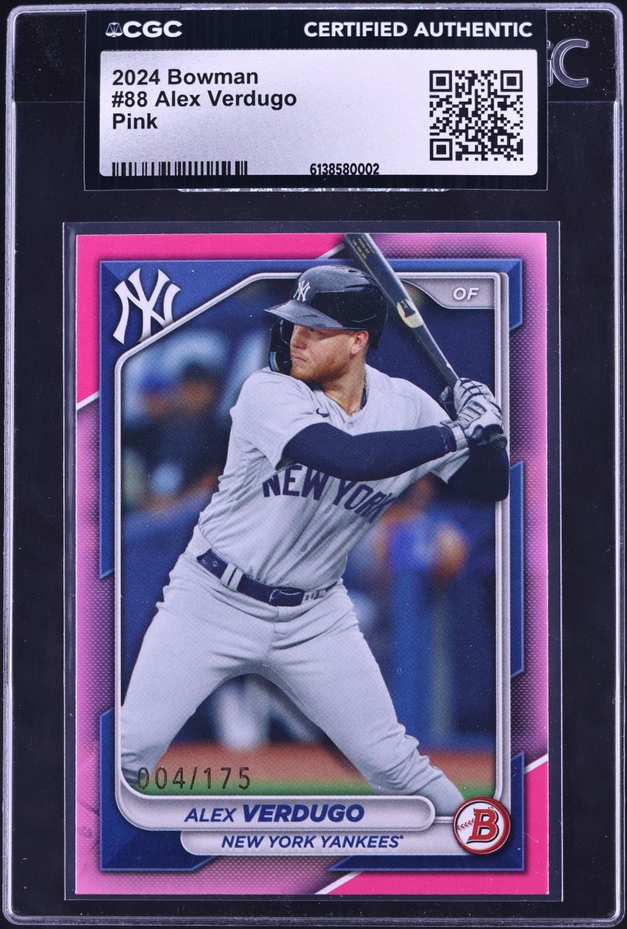 2024 Bowman Pink Alex Verdugo /175 #88 CGC AUTH