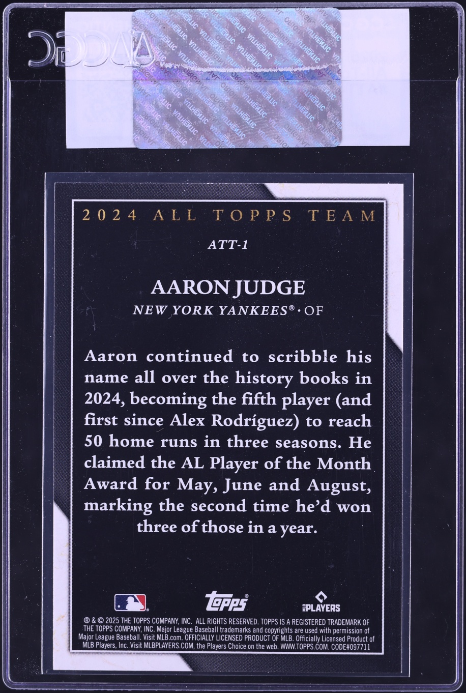 2025 Topps All-Topps Team Aaron Judge #ATT-1 CGC AUTH