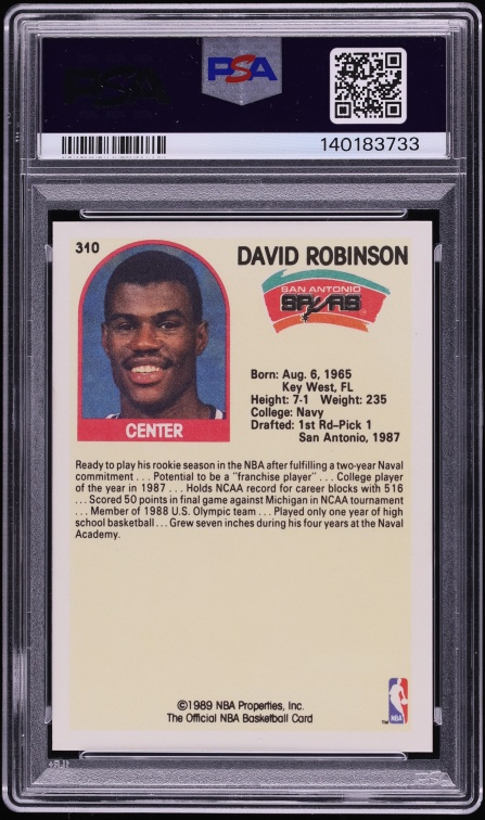 1989 Hoops David Robinson ROOKIE #310 PSA 6 EXMT
