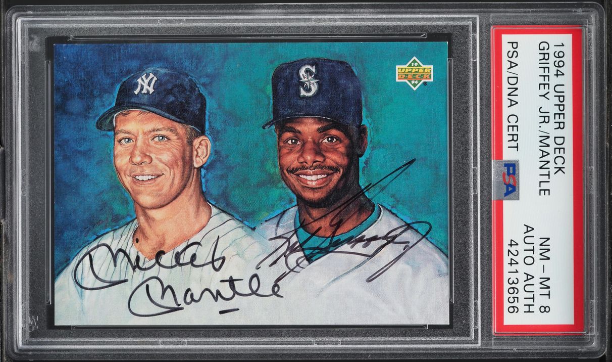 1994 Upper Deck Mickey Mantle & Ken Griffey Jr. AUTO DNA PSA 8 NM-MT