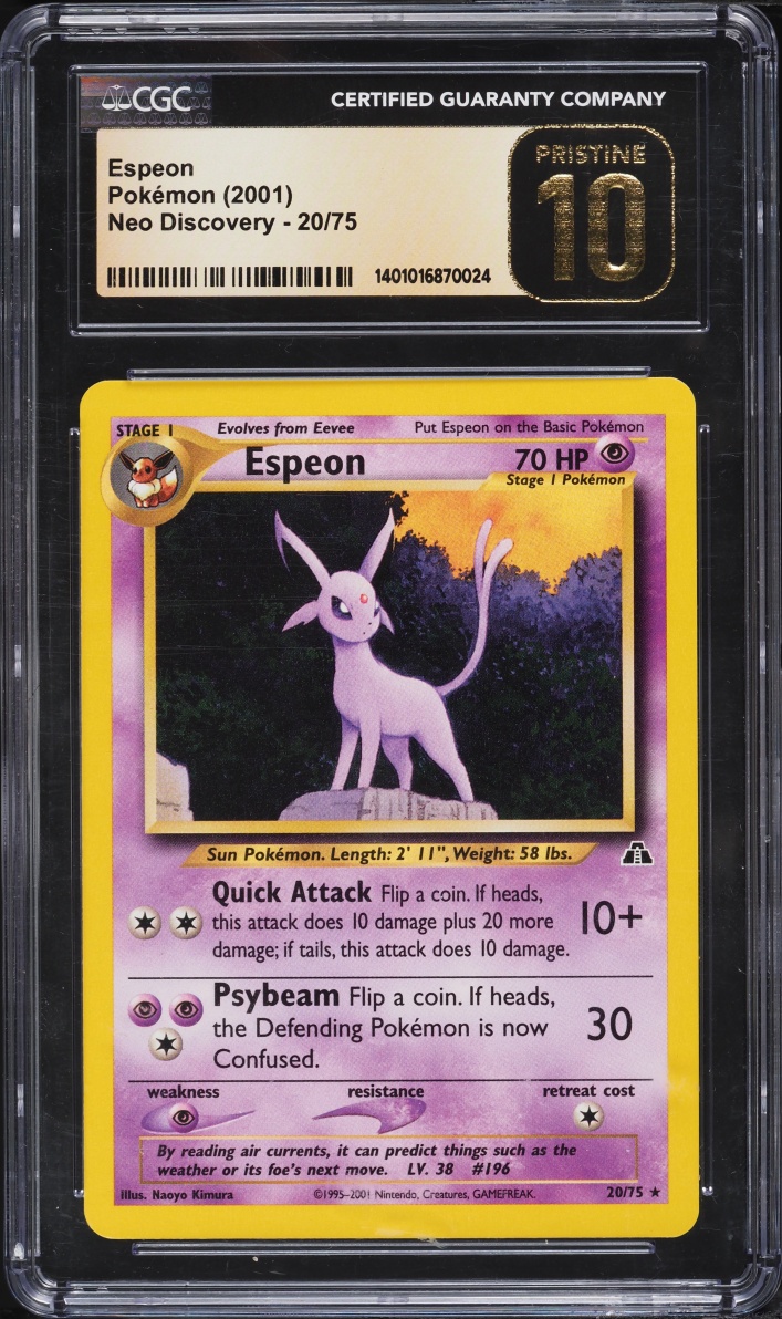 2001 Pokemon Neo Discovery Espeon #20 CGC 10 PRISTINE