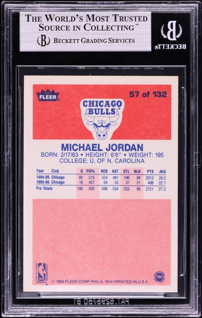 1986 Fleer Basketball Michael Jordan ROOKIE #57 BGS 9 MINT
