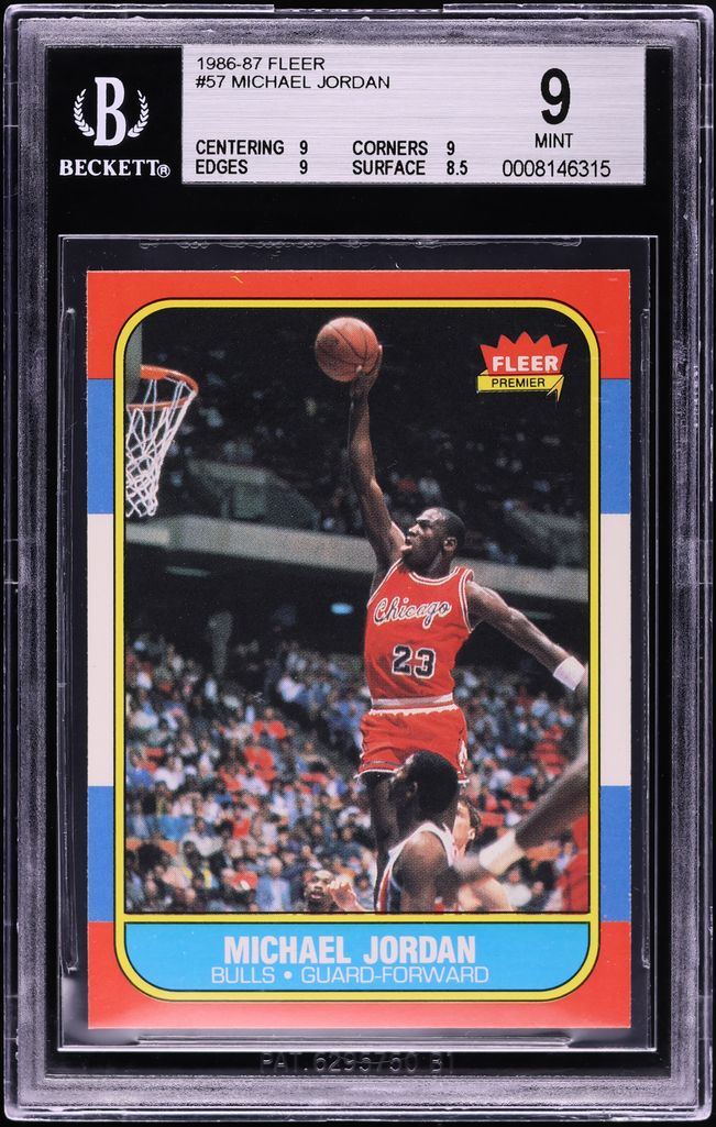 1986 Fleer Basketball Michael Jordan ROOKIE #57 BGS 9 MINT