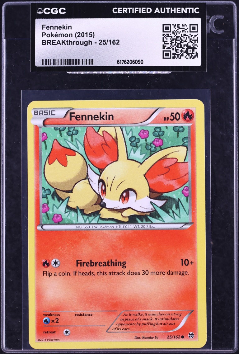 2015 Pokemon XY BREAKthrough Fennekin #25 CGC AUTH