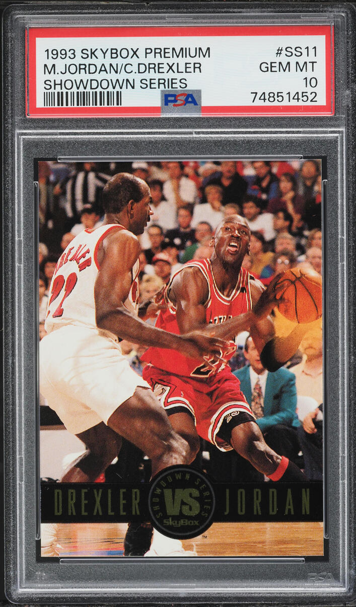 1993 Skybox Premium Showdown Series Clyde Drexler Michael Jordan #SS11 PSA 10 GEM MINT
