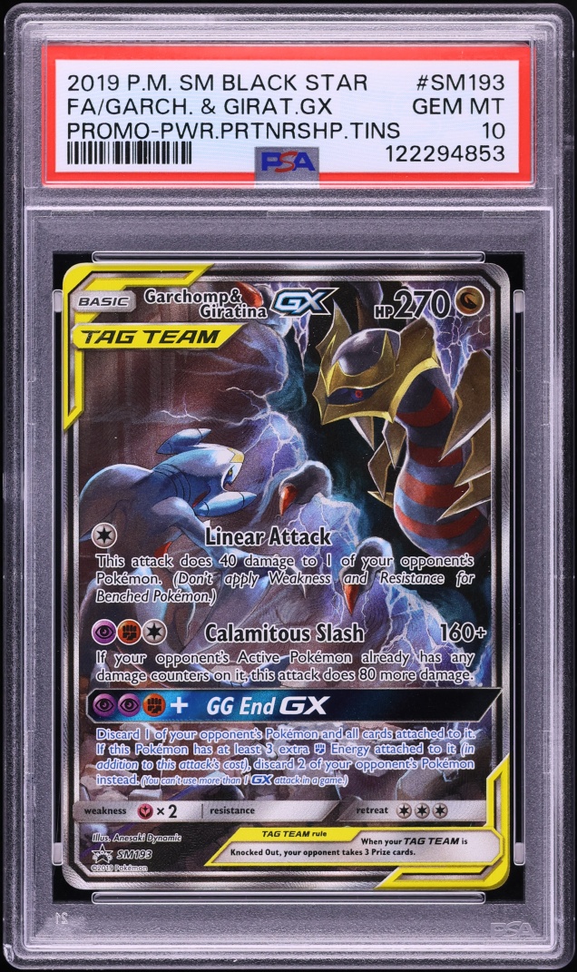 2019 Pokemon SM Promo Power Partnership Full Art Garchomp Giratina GX #SM193 PSA 10 GEM MINT