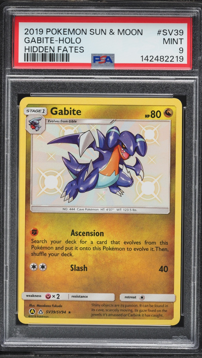 2019 Pokemon Sun & Moon Hidden Fates Shiny Gabite #SV39 PSA 9 MINT