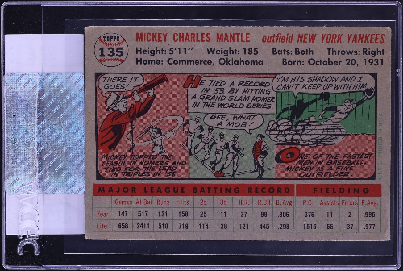 1956 Topps Mickey Mantle #135 CGC AUTH