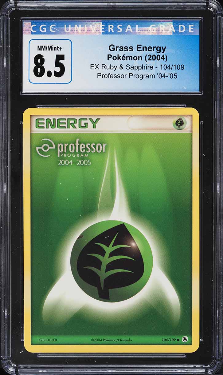 2004 Pokemon EX Ruby & Sapphire Professor Program Grass Energy #104 CGC 8.5