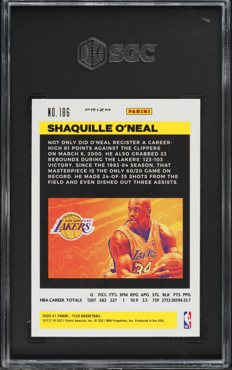 2020 Panini Flux Pulsar Prizm Shaquille O'Neal #186 SGC 7 NRMT