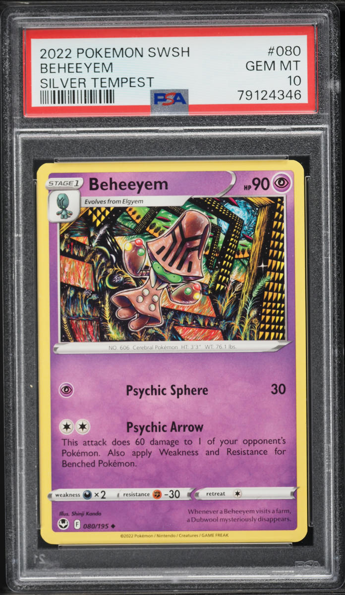 2022 Pokemon Sword & Shield Silver Tempest Beheeyem #80 PSA 10 GEM MINT