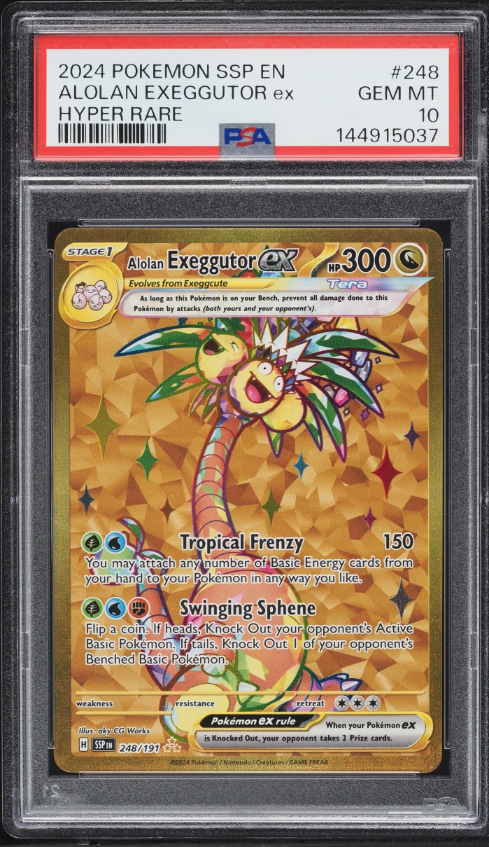 2024 Pokemon Scarlet & Violet Surging Sparks Gold Rare Alolan Exeggutor ex #248 PSA 10 GEM MINT