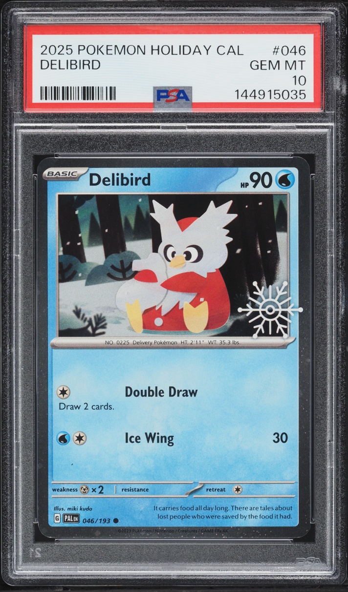 2025 Pokemon Scarlet & Violet Paldea Evolved Holiday Calendar Delibird #046 PSA 10 GEM MINT