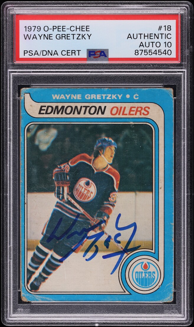 1979 O-Pee-Chee Hockey Wayne Gretzky ROOKIE AUTO DNA 10 #18 PSA AUTH