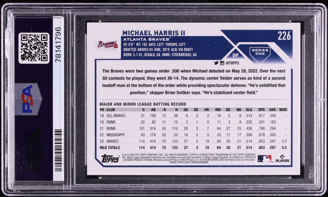 2023 Topps Michael Harris II ROOKIE #226 PSA 10 GEM MINT