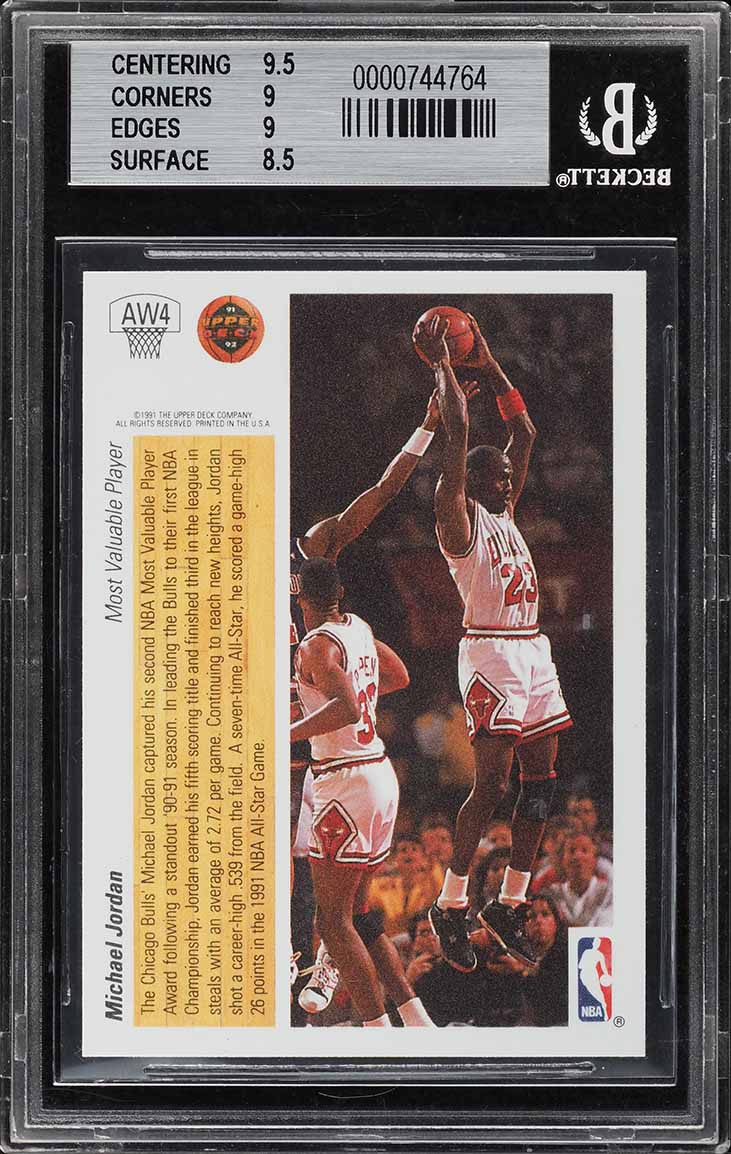 1991 Upper Deck Award Winner Holograms Michael Jordan #AW4 BGS 9 MINT