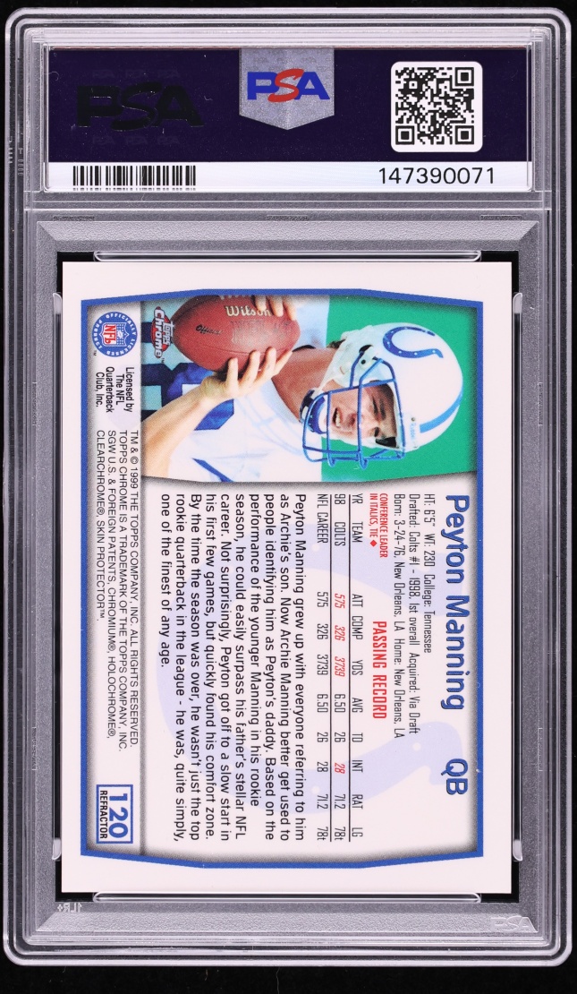 1999 Topps Chrome Refractor Peyton Manning #120 PSA 8 NM-MT