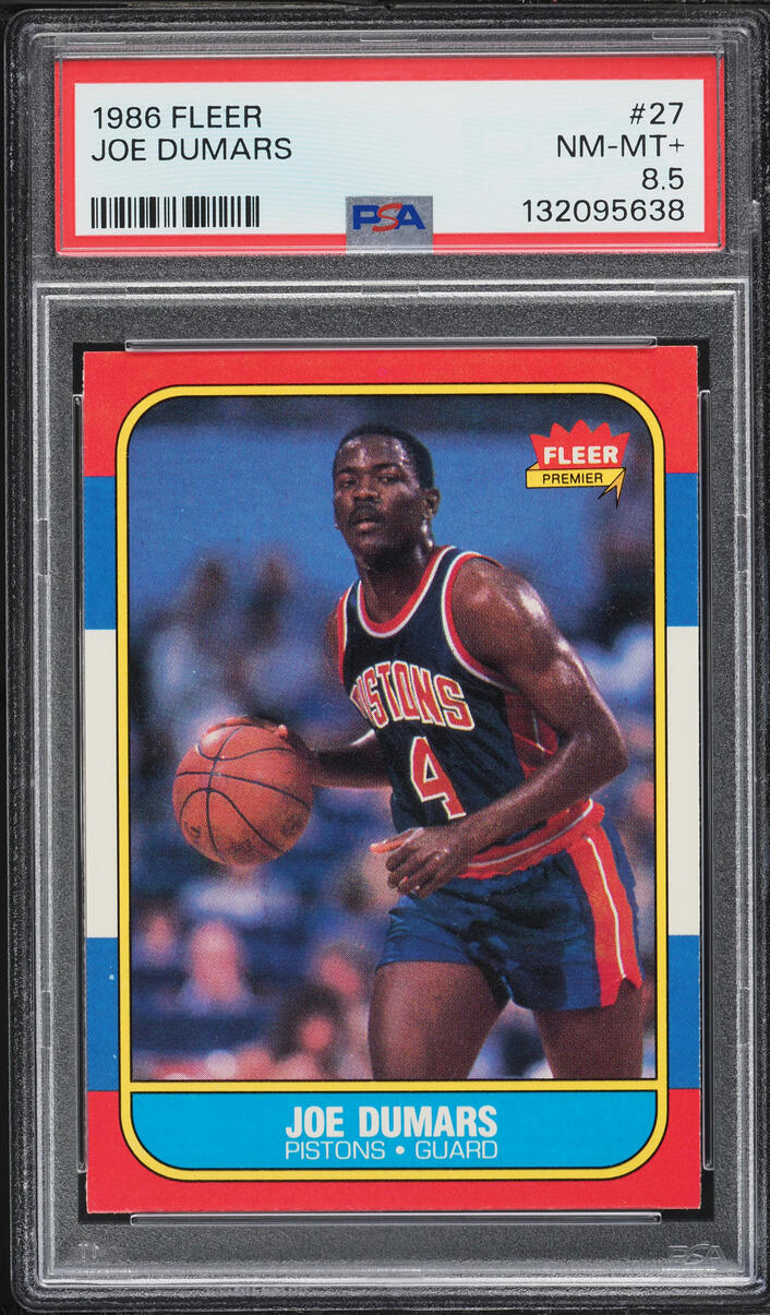 1986 Fleer Basketball Joe Dumars ROOKIE #27 PSA 8.5 NM-MT+ - Photo 1