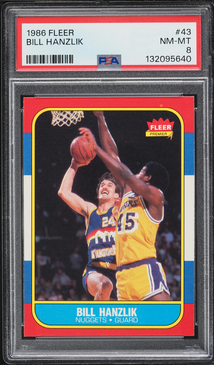 1986 Fleer Basketball Bill Hanzlik #43 PSA 8 NM-MT - Photo 1