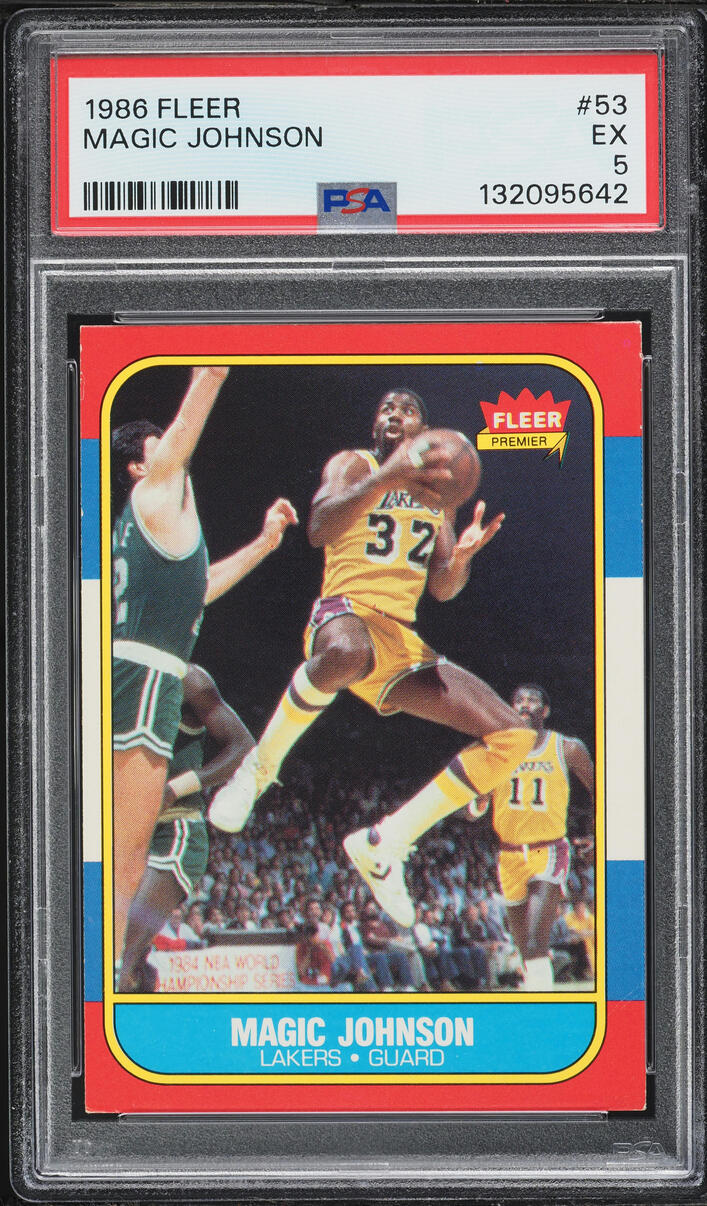 1986 Fleer Basketball Magic Johnson #53 PSA 5 EX - Photo 1