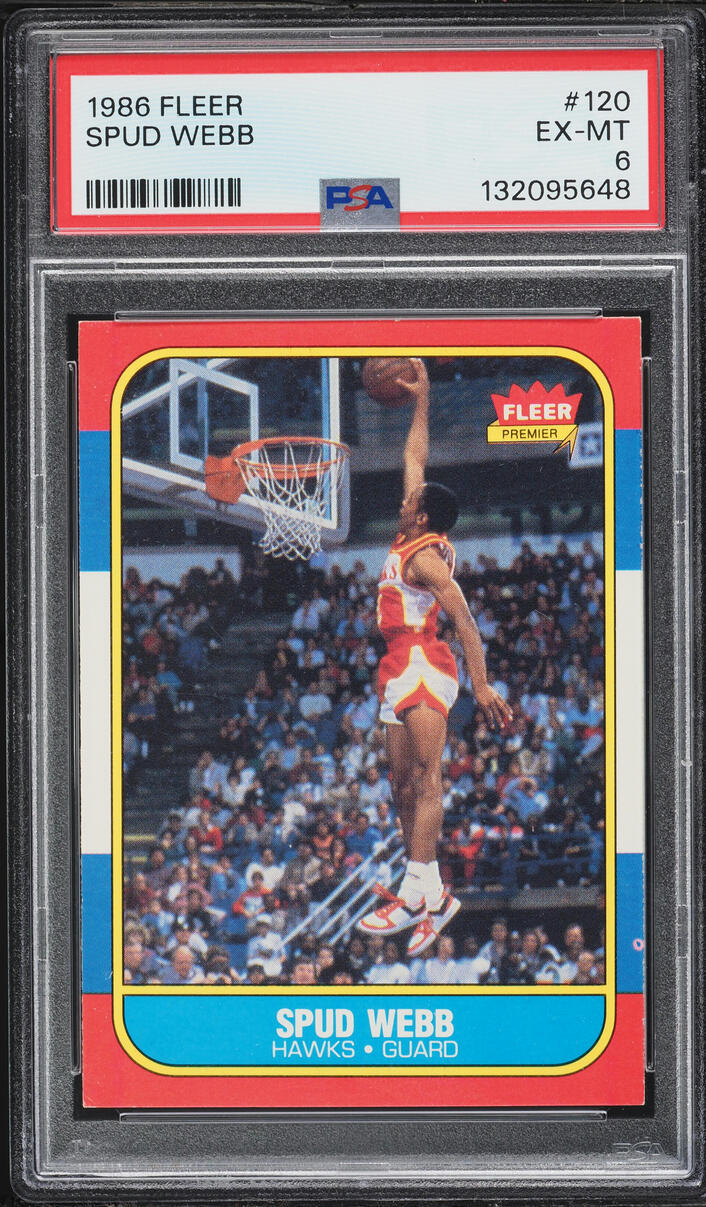 1986 Fleer Basketball Spud Webb ROOKIE #120 PSA 6 EXMT - Photo 1