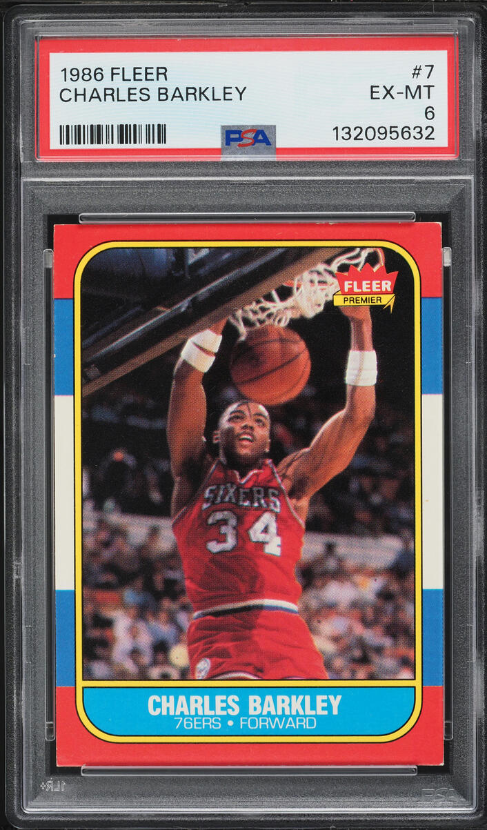 1986 Fleer Basketball Charles Barkley ROOKIE #7 PSA 6 EXMT - Photo 1