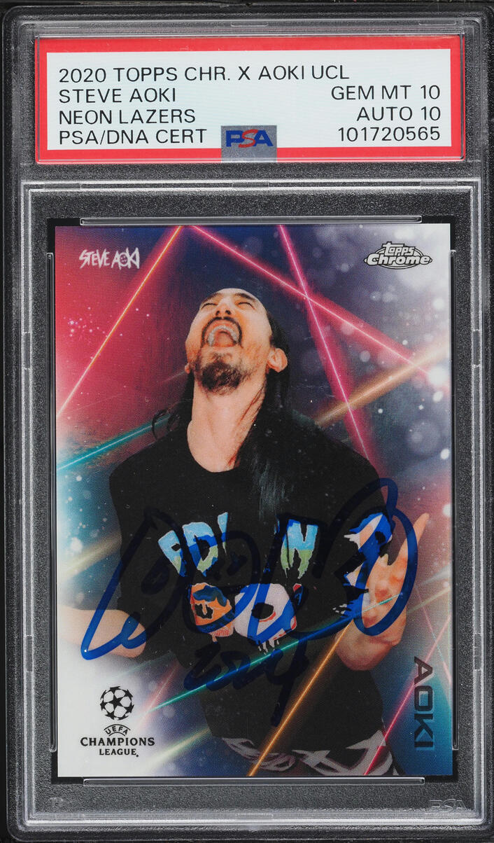 2020 Topps Chrome X Steve Aoki UEFA CL Neon Future Neon Lazers Steve Aoki AUTO DNA 10 PSA 10 - Photo 1