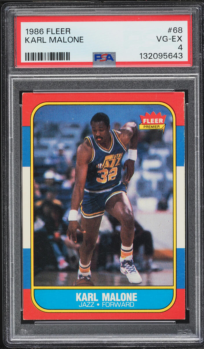 1986 Fleer Basketball Karl Malone ROOKIE #68 PSA 4 VGEX - Photo 1