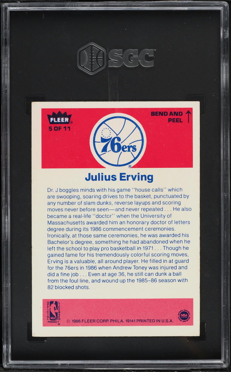 1986 Fleer Sticker Julius Erving #5 SGC 6.5 EXMT+ - Photo 2