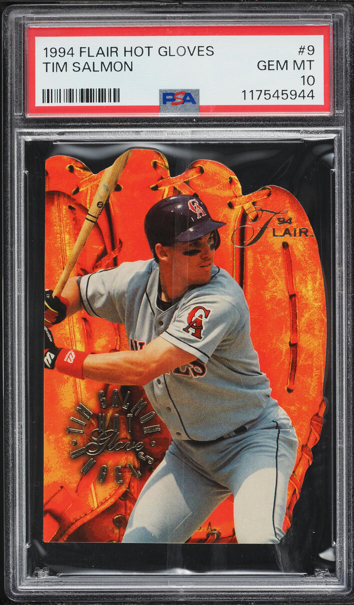 1994 Flair Hot Glove Die-Cut Tim Salmon #9 PSA 10 GEM MINT - Photo 1