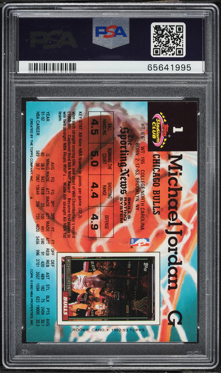 1992 Stadium Club Members Only Michael Jordan #1 PSA 10 GEM MINT - Photo 2