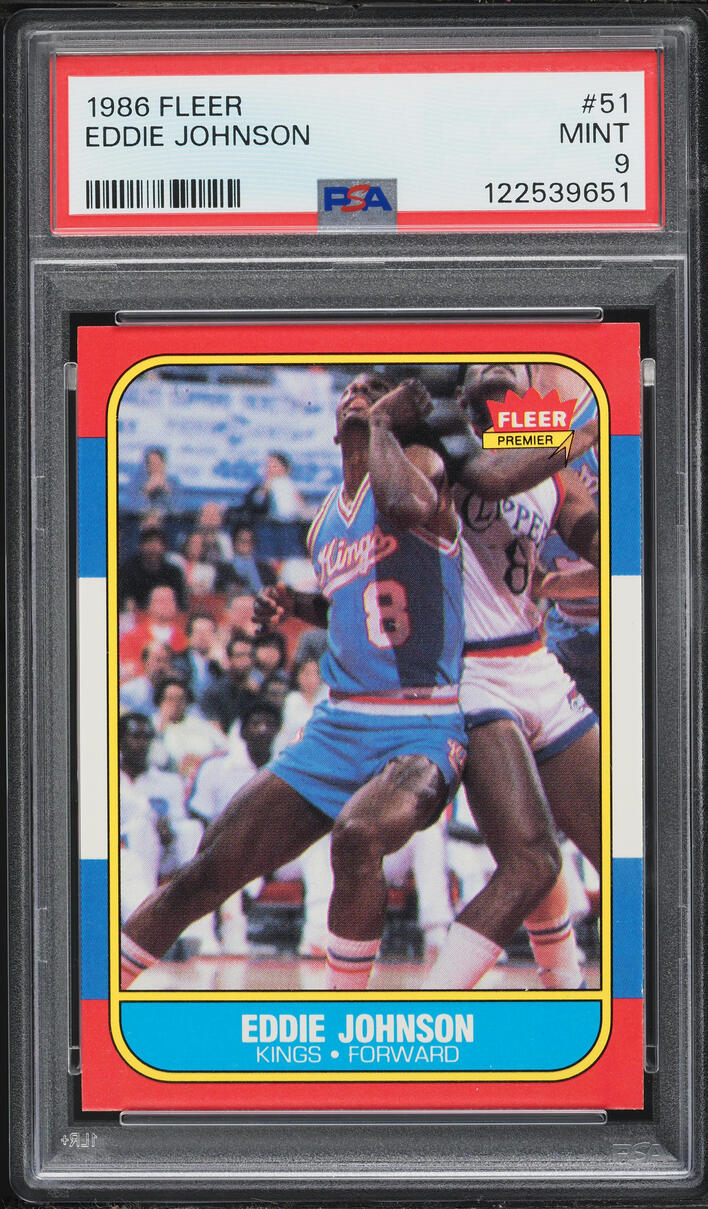 1986 Fleer Basketball Eddie Johnson #51 PSA 9 MINT - Photo 1