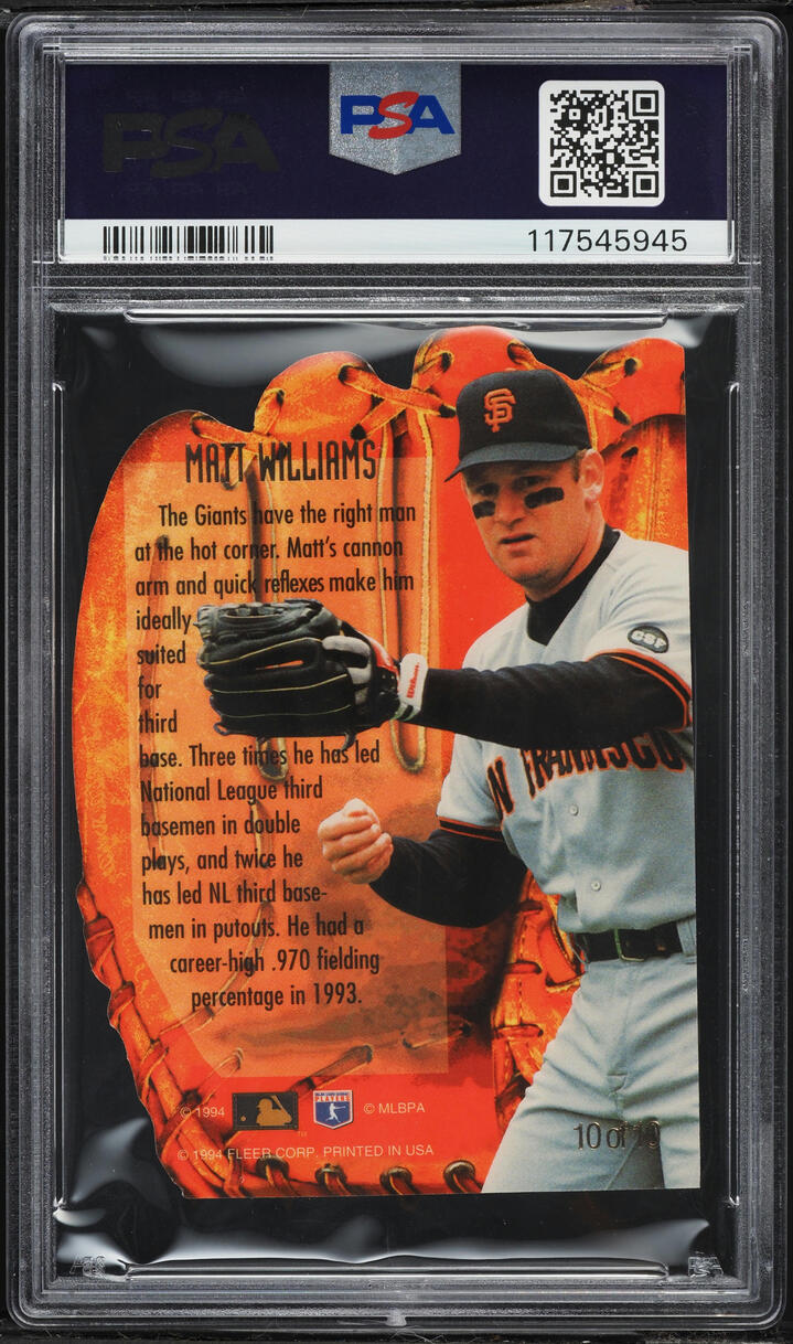 1994 Flair Hot Glove Die-Cut Matt Williams #10 PSA 10 GEM MINT - Photo 2
