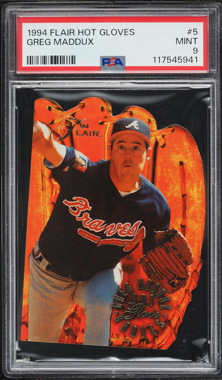 1994 Flair Hot Gloves Die-Cut Greg Maddux #5 PSA 9 MINT - Photo 1