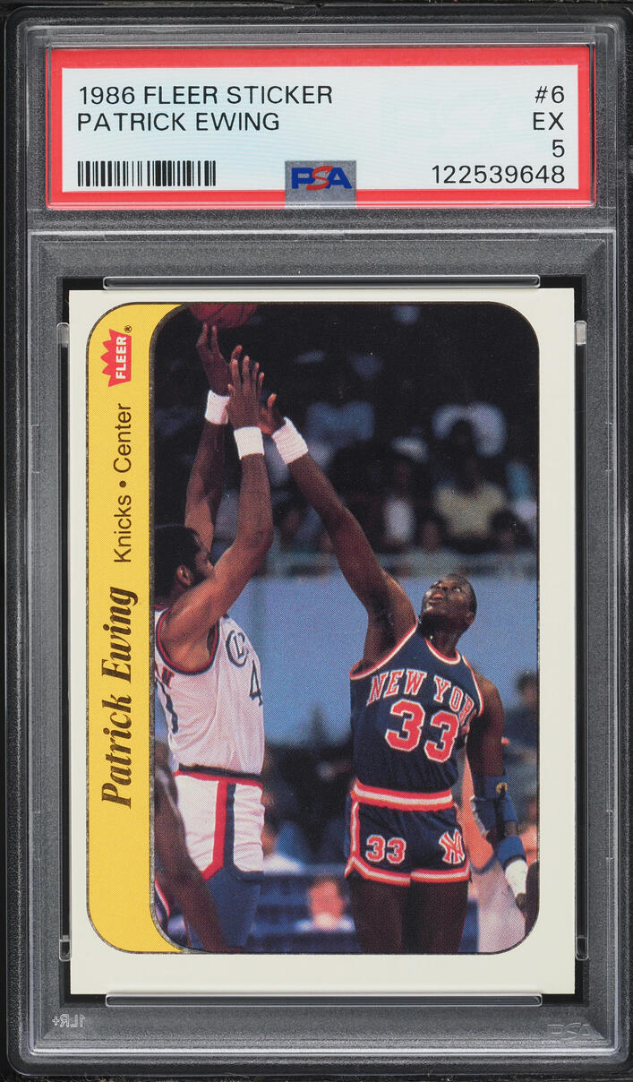 1986 Fleer Sticker Patrick Ewing ROOKIE #6 PSA 5 EX - Photo 1