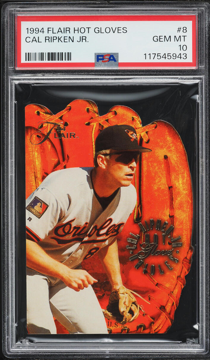 1994 Flair Hot Glove Die-Cut Cal Ripken Jr. #8 PSA 10 GEM MINT - Photo 1