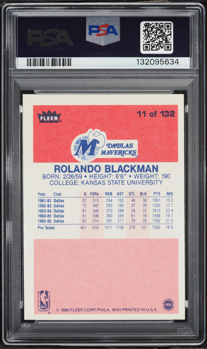 1986 Fleer Basketball Rolando Blackman #11 PSA 8 NM-MT - Photo 2