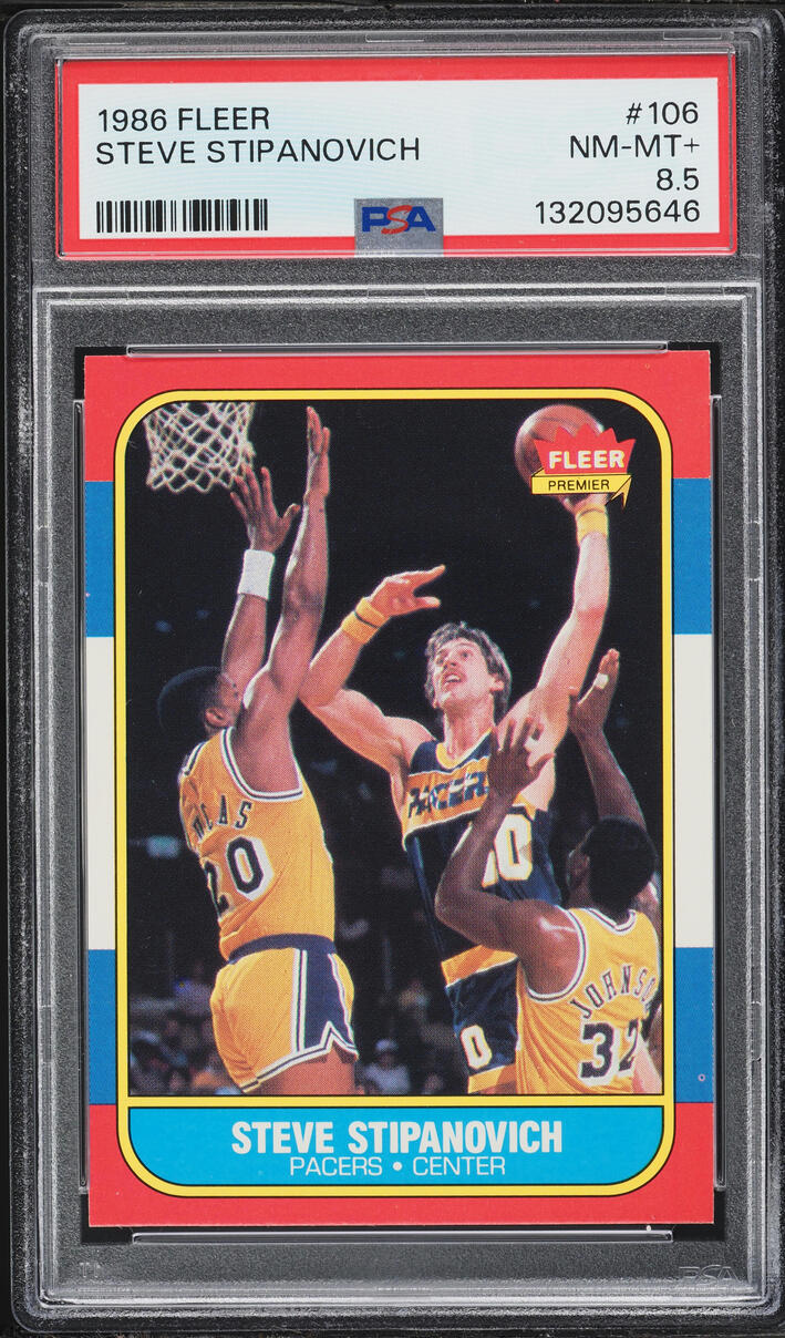 1986 Fleer Basketball Steve Stipanovich #106 PSA 8.5 NM-MT+ - Photo 1