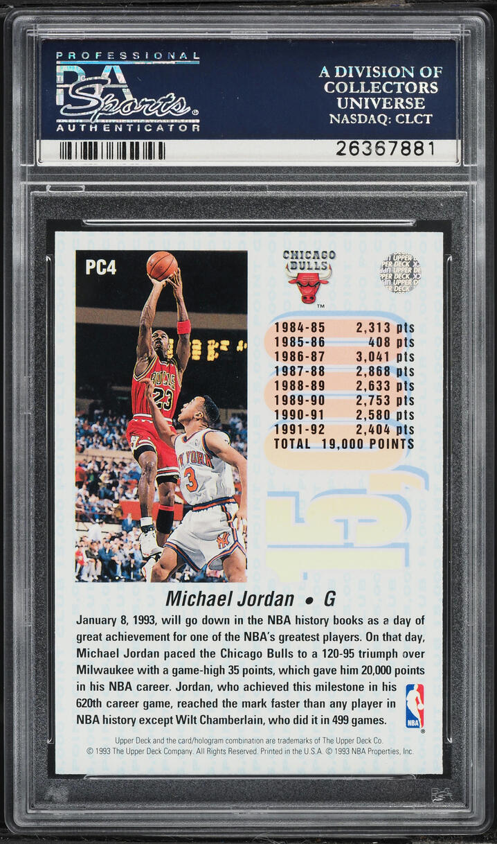 1992 Upper Deck 15,000 Point Club Michael Jordan #PC4 PSA 10 GEM MINT - Photo 2