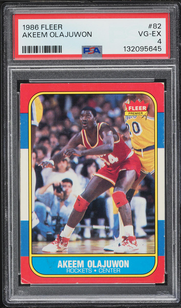 1986 Fleer Basketball Hakeem Olajuwon ROOKIE #82 PSA 4 VGEX - Photo 1