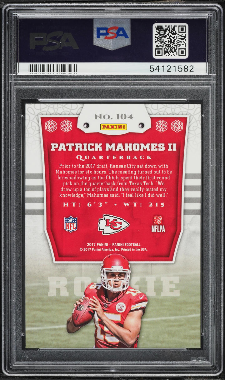 2017 Panini Football Patrick Mahomes II ROOKIE #104 PSA 10 GEM MINT - Photo 2