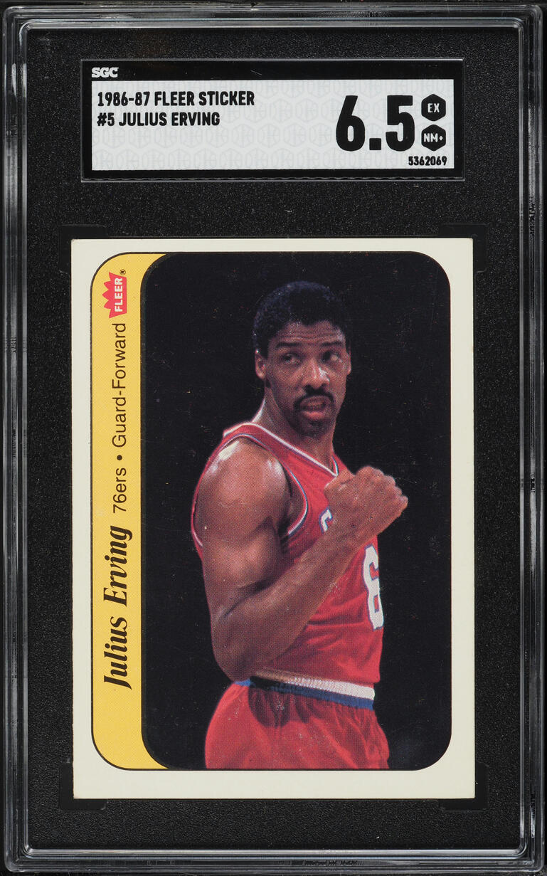 1986 Fleer Sticker Julius Erving #5 SGC 6.5 EXMT+ - Photo 1